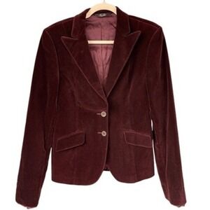 T1 Ben Silver Blazer Velvet Burgundy Tailored Y2K Vintage Italian Fabric‎ Jacket
